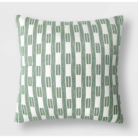Oversized Dash Square Throw Pillow Ivory/Green - Threshold: 24"x24" - New - Picture 4 of 6